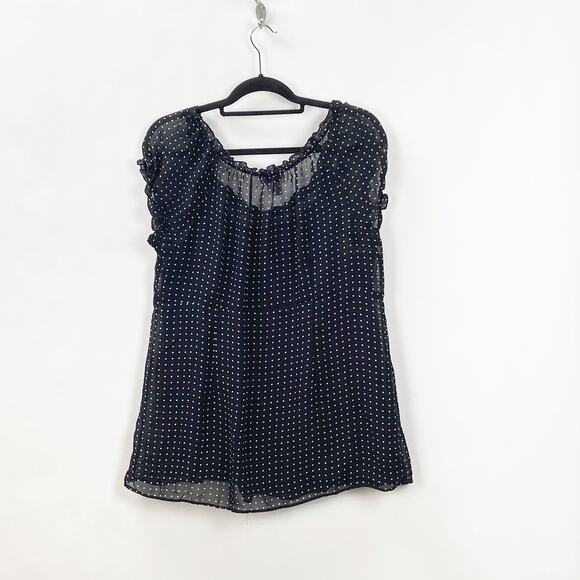 Oh Baby! Motherhood Maternity XL Womens Black Polka Dot Babydoll Blouse Top - Picture 7 of 8
